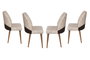 Hanah Home Nova 071 V4 Juego de 4 Sillas Crema y Nogal